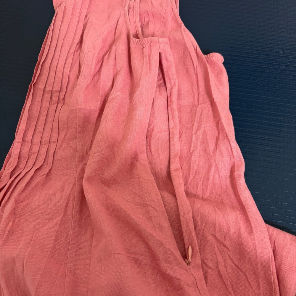 Breathable Linen Blend Midi Dress 1X Sleeveless Summer Vacation Side Zip Travel - Picture 6 of 11